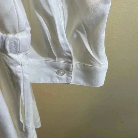 American Apparel Women Sz Small White Viscose Long Sleeve Crossfront Romper NWOT - Picture 10 of 11